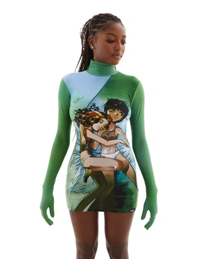 Vetements Anime Styling Dress With Gloves In Green