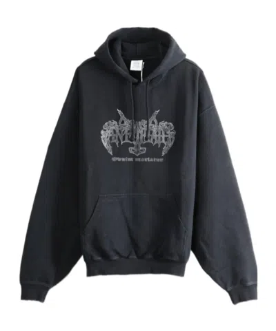 Vetements Antihate Graphic-print Drawstring Hoodie In Black