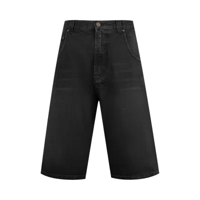 Pre-owned Vetements Applique Biker Cross Hip-hop Denim Shorts 'washed Black' | Men's Size 34