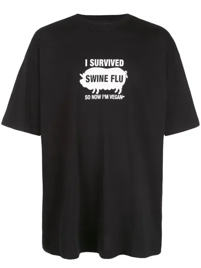 Pre-owned Vetements Aw 19 Runway Swine Flu Tshirt Oversized In Black
