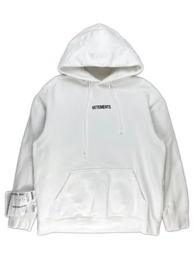 Pre-owned Vetements Aw19  Translation Side Tag Logo Hoodie White