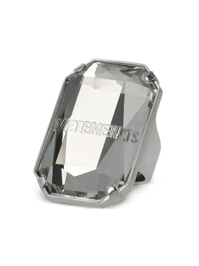Vetements Baguette Crystal Ring In 银色