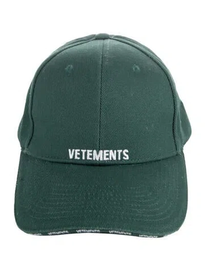 Pre-owned Vetements Baseball Hat In Green/white