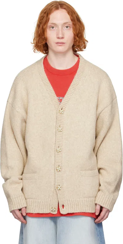 Vetements Beige Classic Pearl Button Cardigan In Taupe