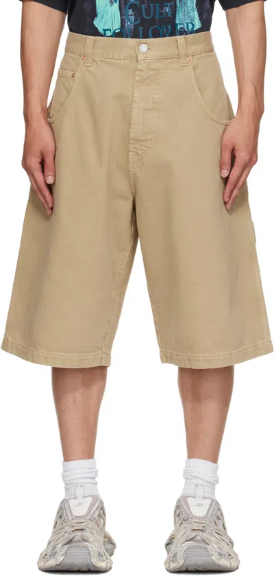 Vetements Beige Hip-hop Denim Shorts In Neutral