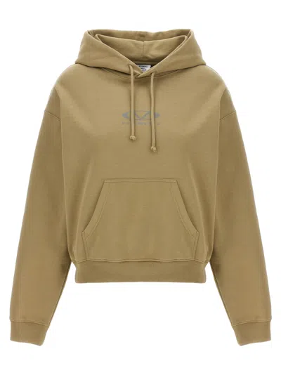 VETEMENTS WOMEN BEIGE OVAL LOGO HOODIE, XS LUXURY SWEATSHIRTS & HOODIES FOR WOMEN DARVEYS