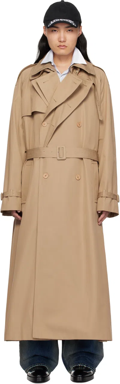 Vetements Beige Runway Double Trench Coat