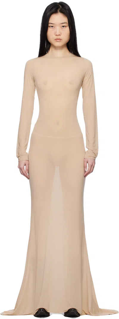 Vetements Beige Stocking Styling Maxi Dress In Nude