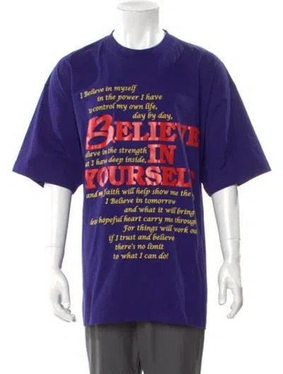 Pre-owned Vetements Believe In Yourself Graphic Print T-shirt W/ Tags In Blue