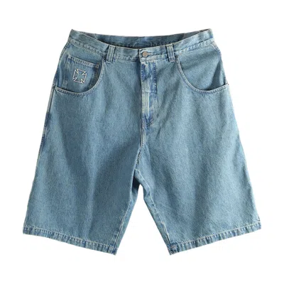 Pre-owned Vetements Biker Cross Hip-hop Denim Shorts 'vintage Mid Blue' | Men's Size 30