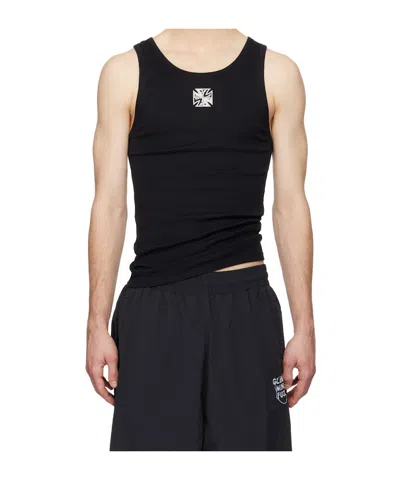 Vetements Biker Cross Logo Crew Neck Vest In Black
