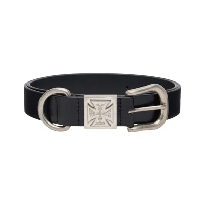 Pre-owned Vetements Biker Cross Logo Id Belt 'black/silver' | Men's Size 90