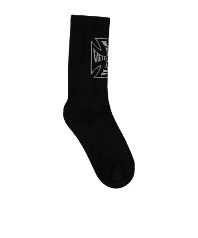 Vetements Biker Cross Logo Mid-calf Socks In Black