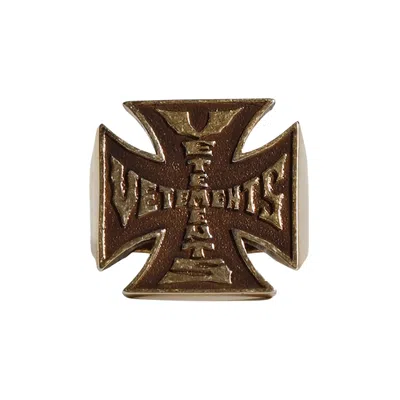 Pre-owned Vetements Biker Cross Logo Ring 'gold' | Men's Size Xl
