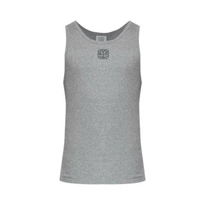 Pre-owned Vetements Biker Cross Logo Tank Top 'grey Melange' | Men's Size M In Gray
