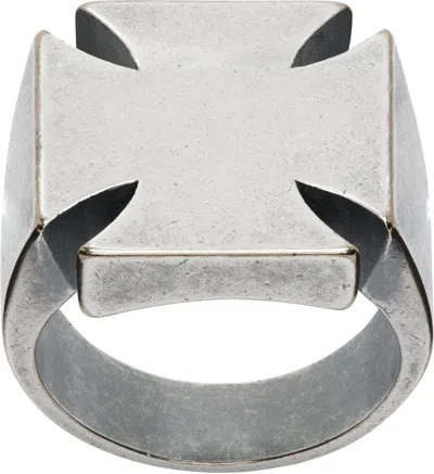 Vetements Biker Cross Minimal Ring In Silver