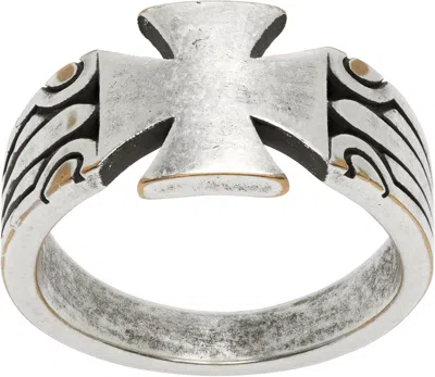 Vetements Biker Cross Pattern Ring In Brown