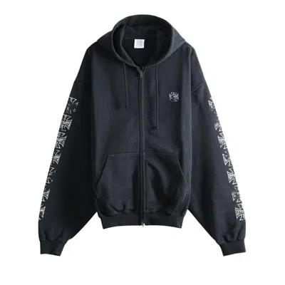 Pre-owned Vetements Biker Cross Sleeves Zip-up Hoodie 'washed Black' | Men's Size S