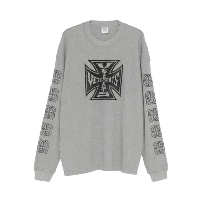 Pre-owned Vetements Biker Cross Waffle Long-sleeve 'grey Melange' | Men's Size S In Gray