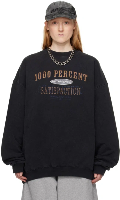 Vetements Black '1000 Percent' Sweatshirt In Washed Black