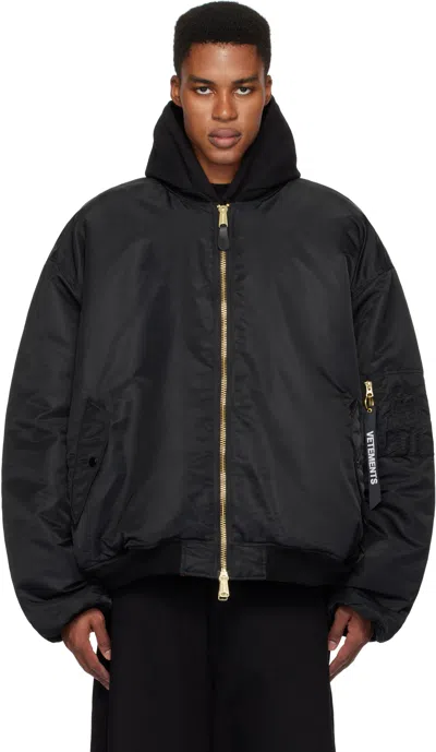 Vetements Black Alpha Industries Edition Double Zip Reversible Bomber Jacket