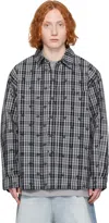 Vetements Black & Blue Padded Flannel Overshirt In Blue Check
