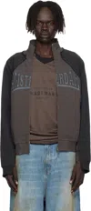 Vetements Black & Brown 'amsterdam' Patched Zip Sweatshirt In Brown