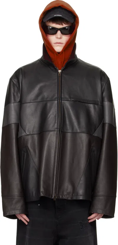 Vetements Patchwork Leather Jacket In Brown