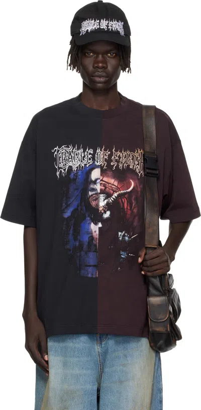 Vetements Black & Burgundy Cradle Of Filth Cut-up Oversized T-shirt