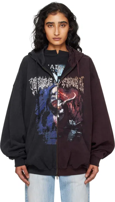 Vetements Black & Burgundy Cradle Of Filth Cut-up Oversized Zip-up Hoodie In Multi
