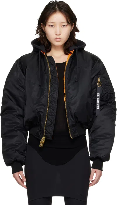 Vetements Black & Orange Alpha Industries Edition Fitted Reversible Bomber Jacket