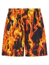 Vetements Multicolor Black & Orange Fire Bermuda Shorts In Multicolor