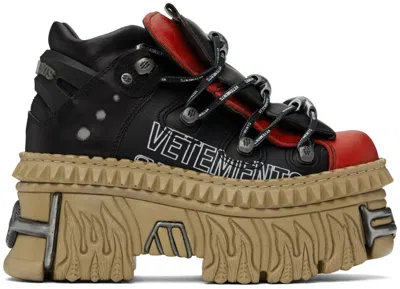 VETEMENTS BLACK & RED NEW ROCK EDITION PLATFORM SNEAKERS