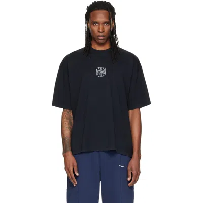 Vetements Black Biker Cross Logo Boxy T-shirt In Blue