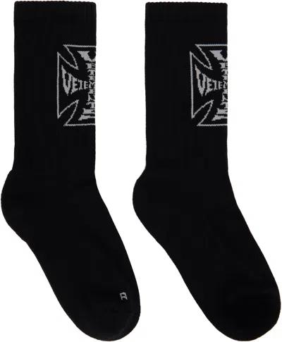 Vetements Black Biker Cross Logo Socks