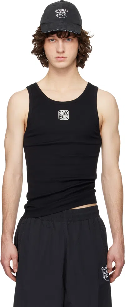 Vetements Black Biker Cross Logo Tank Top