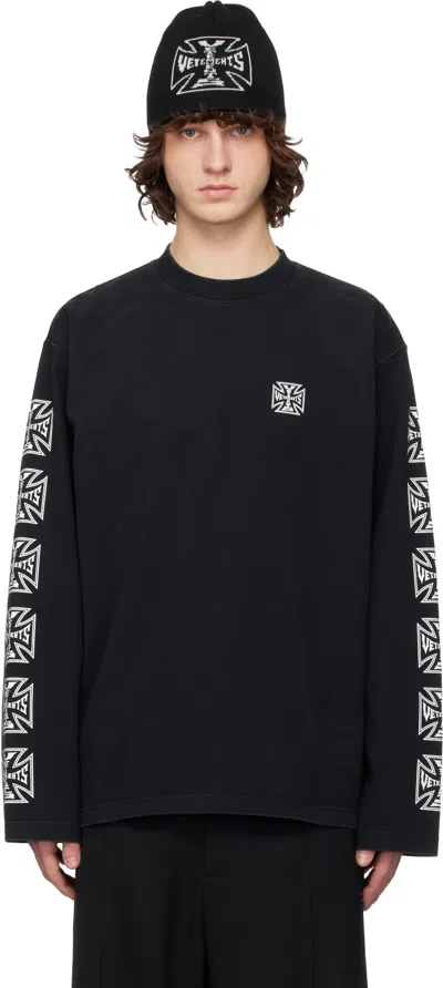 Vetements Black Biker Cross Sleeves Longsleeve T-shirt