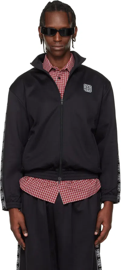 Vetements Black Biker Cross Tape Zip-up Track Jacket