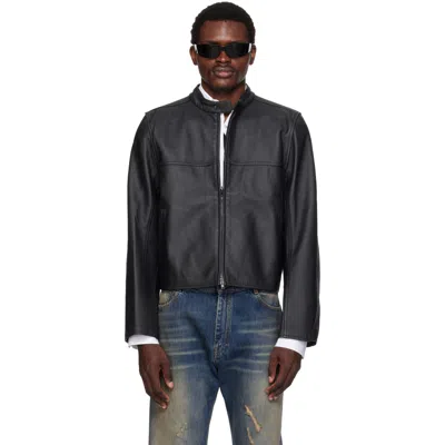 Vetements Black Boxy Moto Leather Jacket
