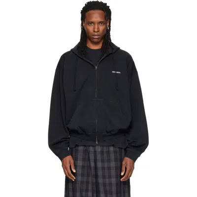 Vetements Black Classic Logo Zip Up Hoodie In Blue