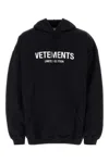 Vetements Black Cotton Sweatshirt With Frontal Logo In Blackwhite