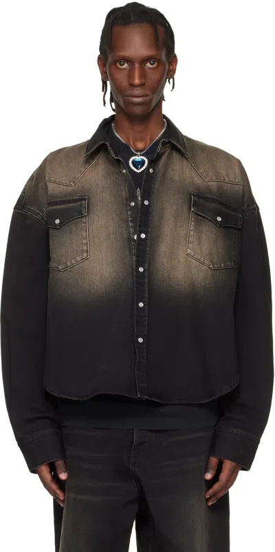 Vetements Black Cowboy Denim Shirt In Brown