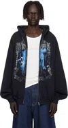 Vetements Black Cradle Of Filth Butterfly Oversized Zip-up Hoodie In Black