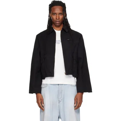 Vetements Black Cut-up Workwear Jacket In Blue