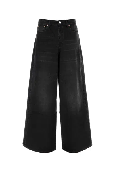 Vetements Unisex Black Denim Wide-leg Jeans