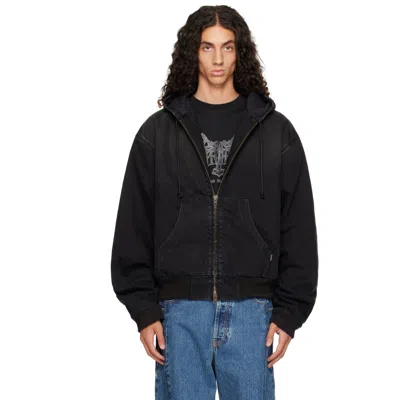 Vetements Black Denim Workwear Bomber Jacket