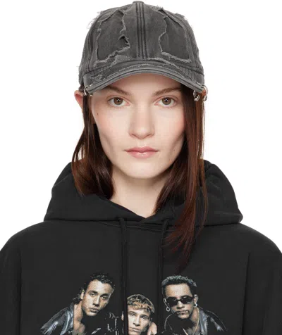Vetements Black Destroyed Logo Cap