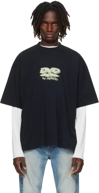 Vetements Oversized Printed Cotton-jersey T-shirt In Black