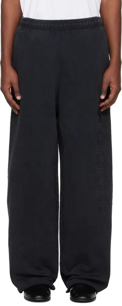 Vetements Black Embroidered Biker Cross Stripe Sweatpants
