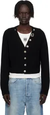 Vetements Black Fancy Button Mini Cardigan In Black